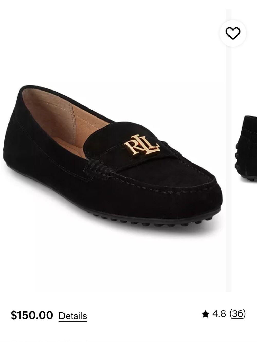 Ralph Lauren Barnsbury Black Suede Loafers 5.5